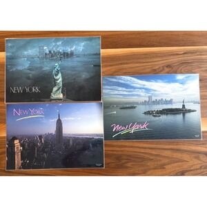 3 VTG Posters New York City Twin Towers World Trade‎ Center & Map J. Lemieux '90